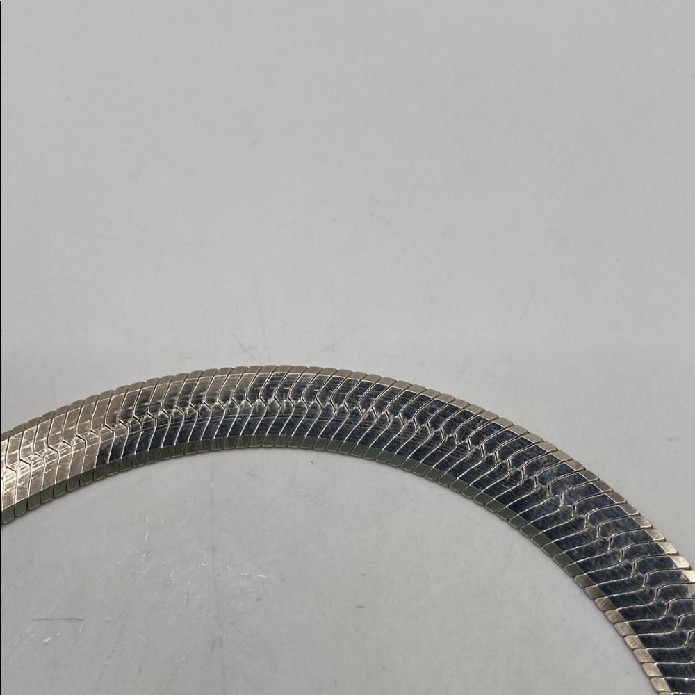 Vintage Sterling Silver 925 Herringbone Necklace Made in Italy 20”L - Picture 6 of 7